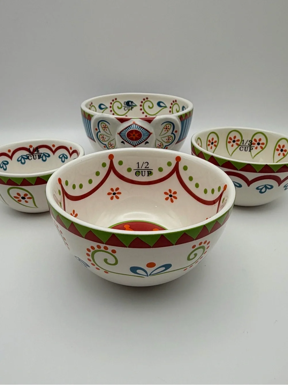Pier 1 Imports Elephant Nesting Measuring Bowl Set Hand Painted Dolomite 4 Pc
